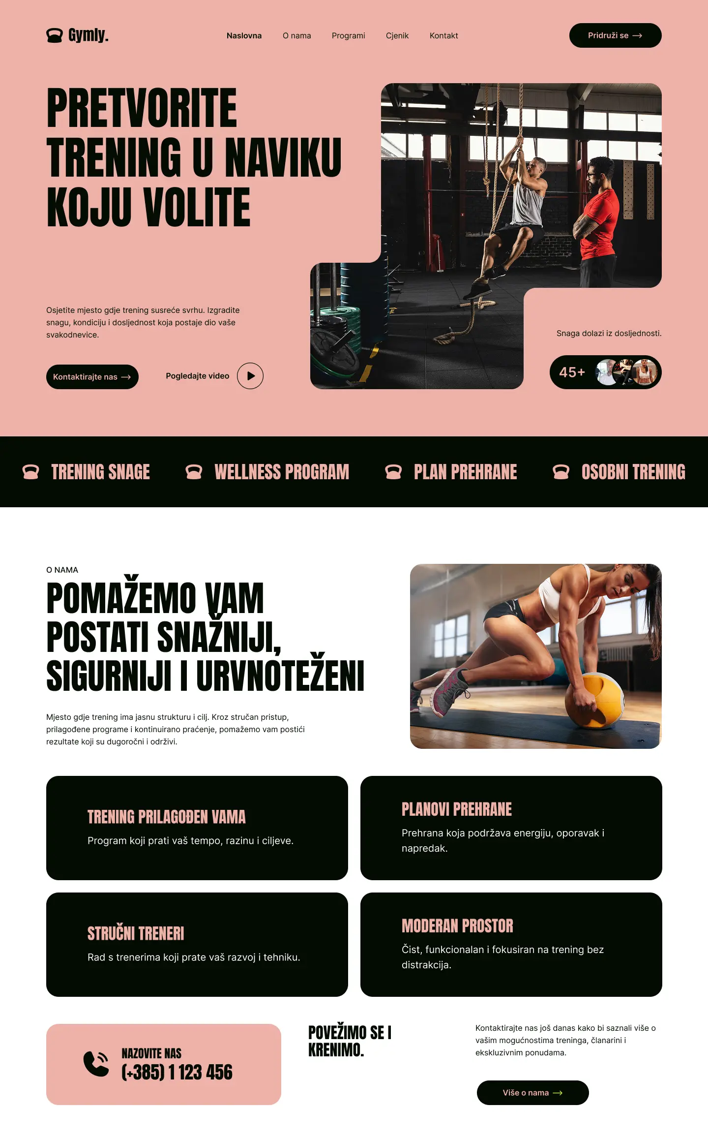 Primjer web stranice za fitness centar izrađene od strane Mass Marketinga