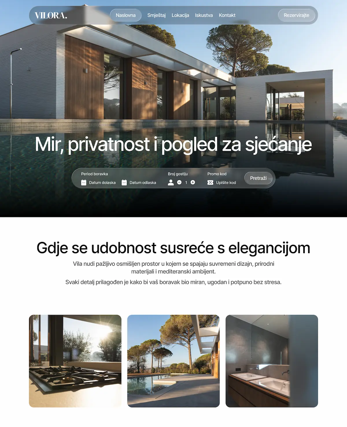 Primjer web stranice luksuzne vile izrađene od strane Mass Marketinga